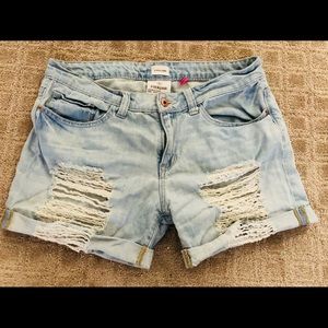 Distressed Denim Shorts